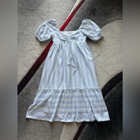 Moodie Untold Stories Striped Seersucker Tiered MIDI Dress - Picture 1 of 6